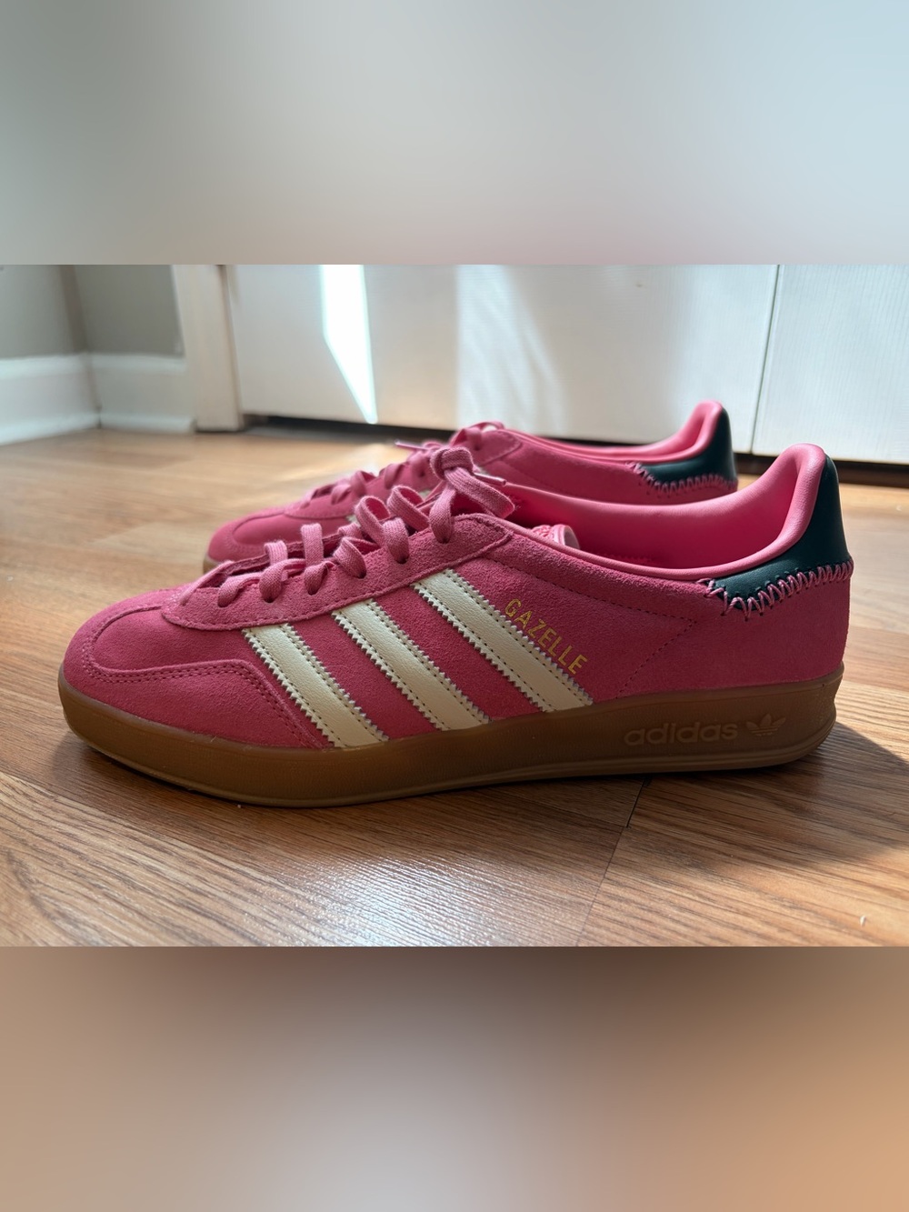 adidas Gazelle Pink Suede Sneakers with Cream Stripes - 9.5 Women’s